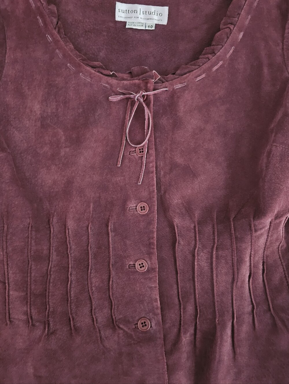 Sutton Studio Genuine Leather Jacket Women’s 10 Mauve Moto Boho Western Festival - Picture 7 of 16